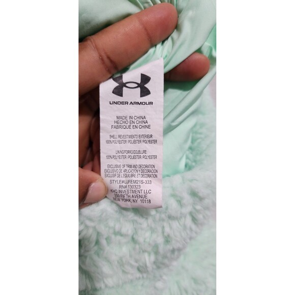 Under Armour Girls Coldgear Green Soft Faux Fur Jacket YMD/M - Picture 7 of 10